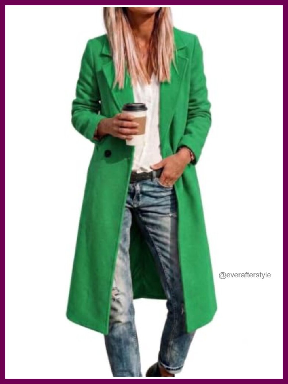 Wool Blend Peacoat Women Long Winter Coat Button Front Notch Lapel